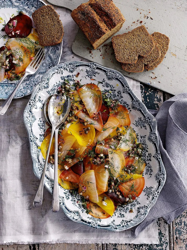 Vegan Beetroot Carpaccio With A Caper Dressing