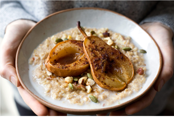 Spiced Apple Porridge With Grilled Pears