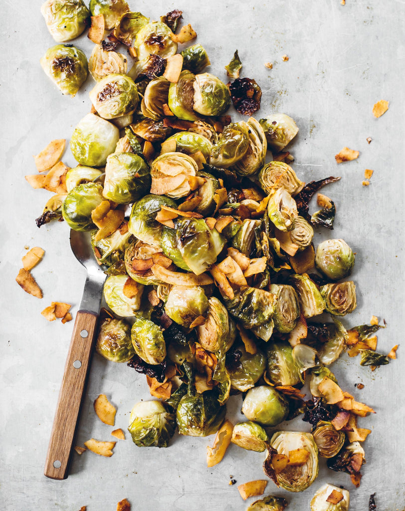 Roasted Brussels Sprouts and Vegan Coconut 'Bacon'