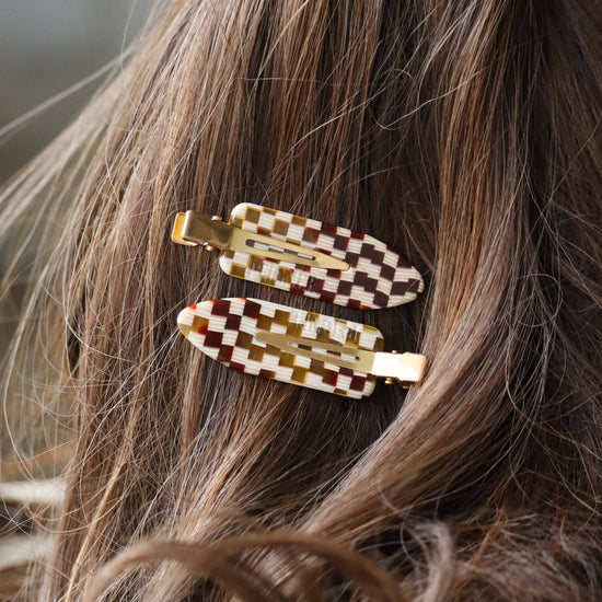 Checkerboard Hair Clips